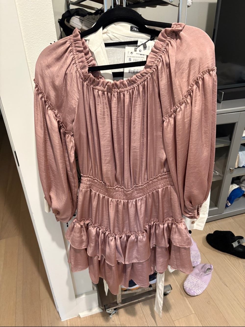 Misa Dusty Rose Long-Sleeve Ruffle Tiered Tunic